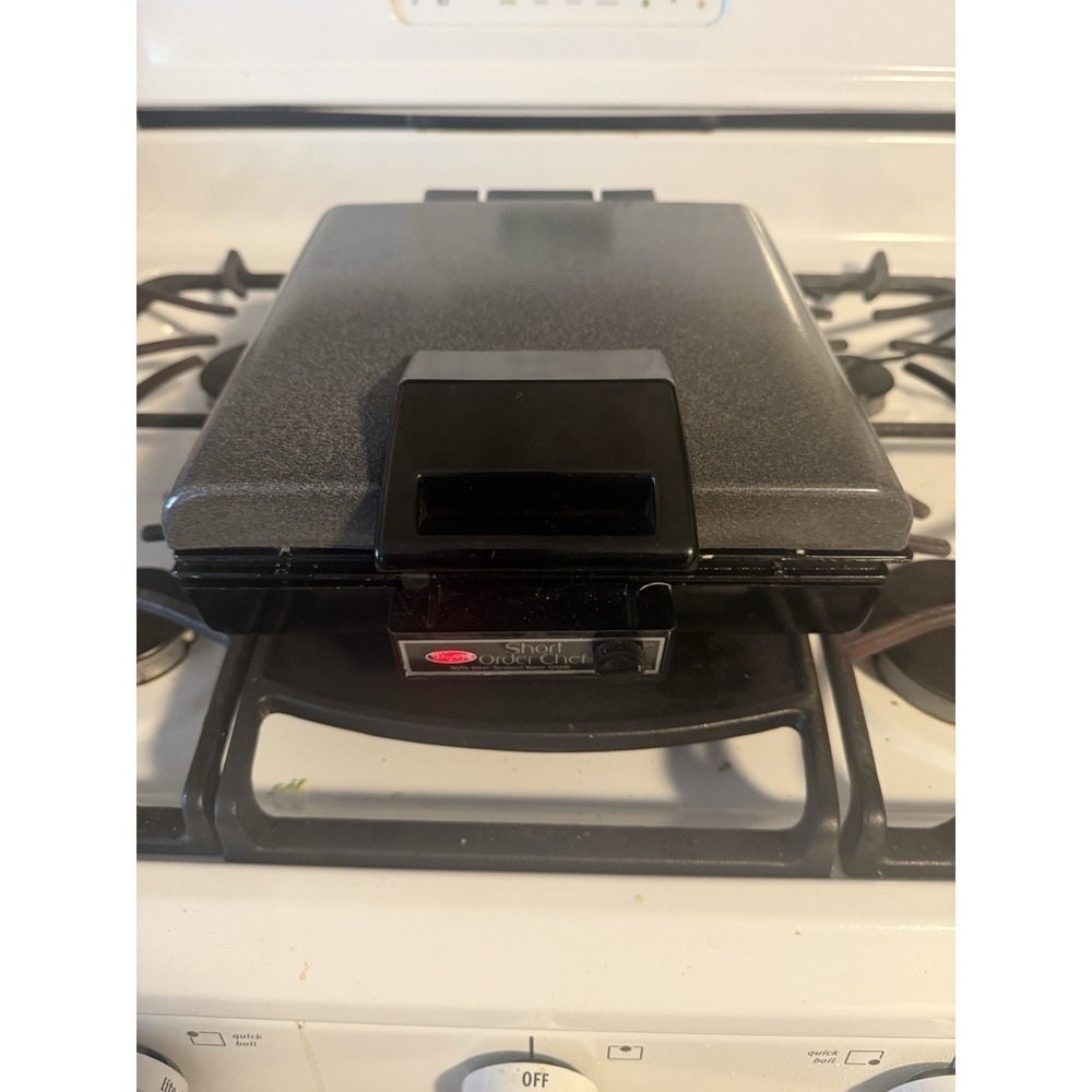 Vintage Dazey Short Order Chef Waffle & Sandwich Maker Griddle Black Tested 2500